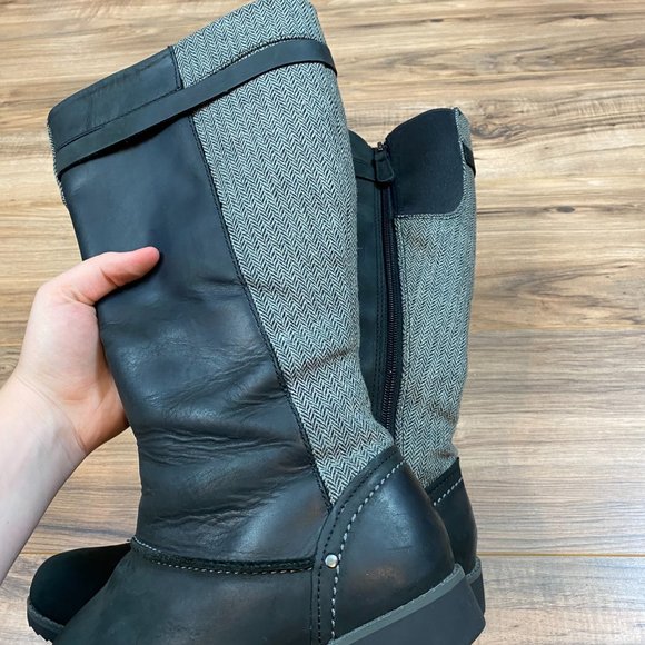 Eddie Bauer Tall Riding Boots‎ Herringbone Accent Women's 9 Color Black/Gray - Picture 11 of 11